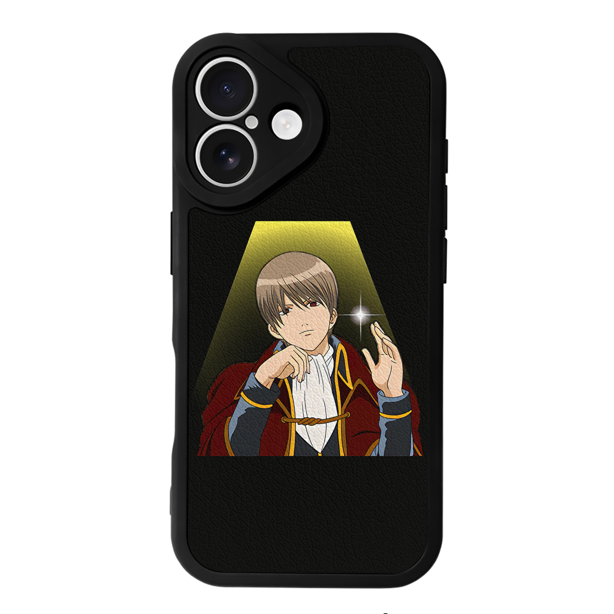 （画像用） ぎんたま 坂田銀時（さかたぎんとき） 神楽 志村新八（しむら しんぱち） GINTAMA Sakata Gintoki Kagura Shimura Shinpachi 【iPhone 16シリーズ対応】シリコンスマホケース（レザー調） 材質：シリコン
